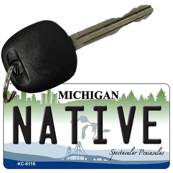 Native Michigan State License Plate Tag Novelty Key Chain KC-6116