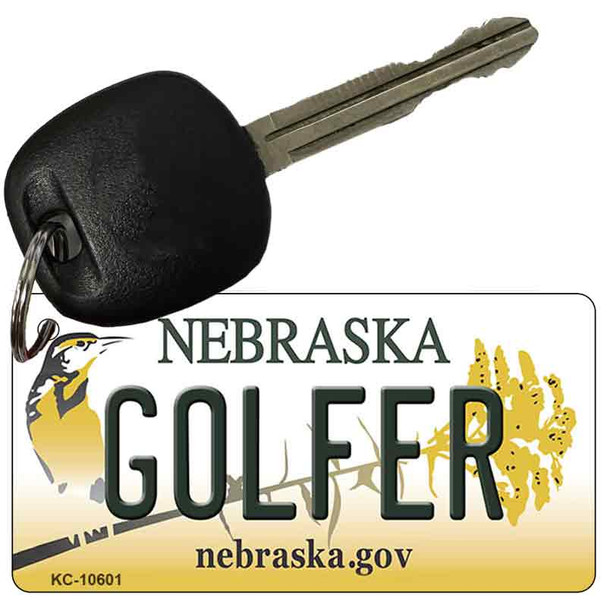 Golfer Nebraska State License Plate Tag Novelty Key Chain KC-10601