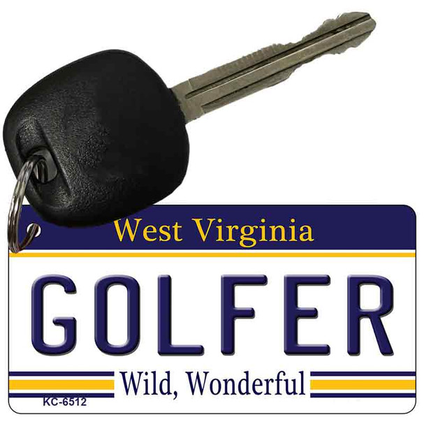 Golfer West Virginia License Plate Tag Key Chain KC-6512