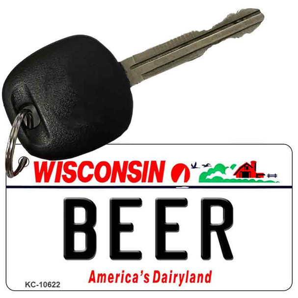 Beer Wisconsin License Plate Tag Novelty Key Chain KC-10622