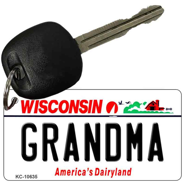 Grandma Wisconsin License Plate Tag Novelty Key Chain KC-10635