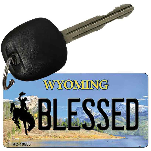 Blessed Wyoming State License Plate Tag Key Chain KC-10555