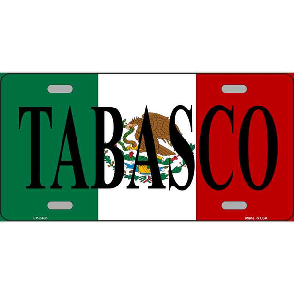 Tabasco on Mexico Flag Metal Novelty License Plate