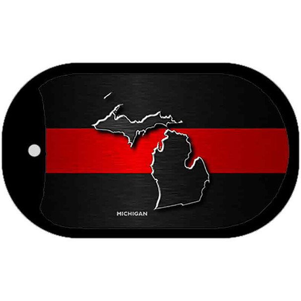 Michigan Thin Red Line Novelty Dog Tag Necklace DT-9711