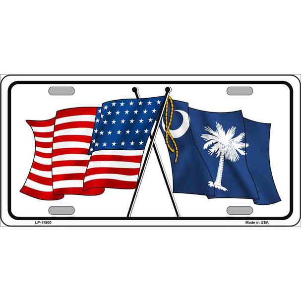 South Carolina Crossed US Flag License Plate