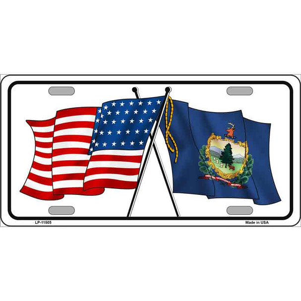 Vermont Crossed US Flag License Plate