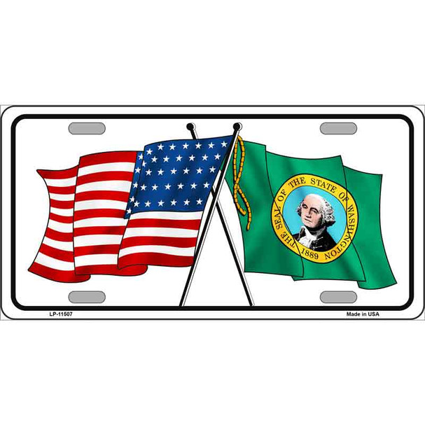 Washington Crossed US Flag License Plate