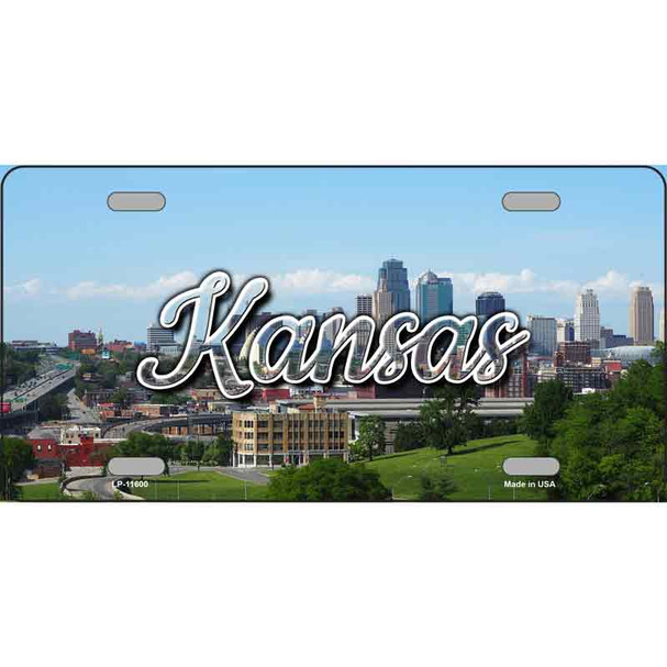Kansas Downtown Skyline Novelty Metal State License Plate