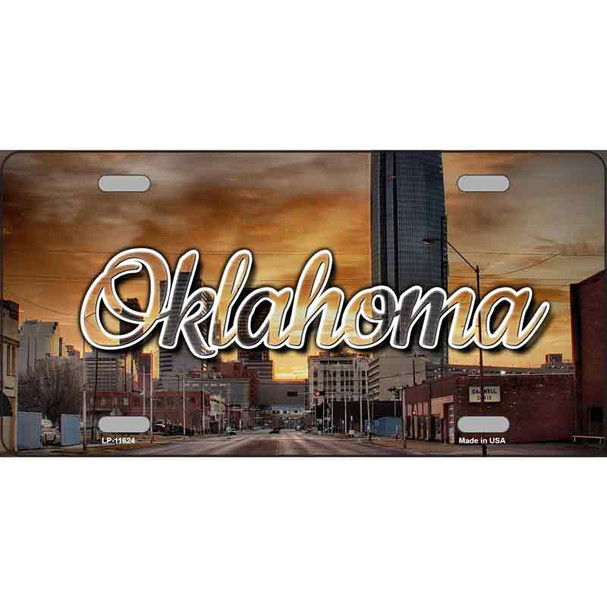 Oklahoma Sunset Skyline Novelty Metal State License Plate
