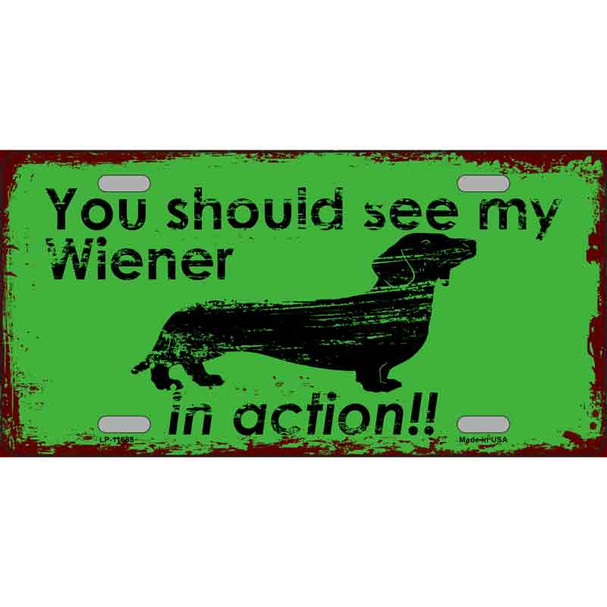 Wiener In Action Novelty License Plate