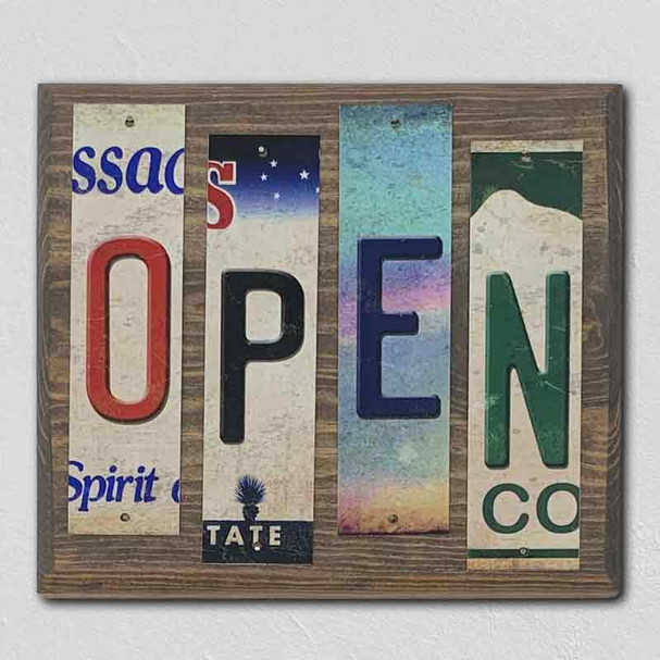 Open License Plate Tag Strip Novelty Wood Sign WS-008