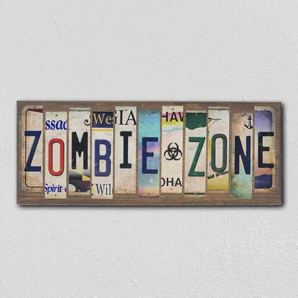 Zombie Zone License Plate Tag Strip Wholesale Novelty Wood Sign WS-033