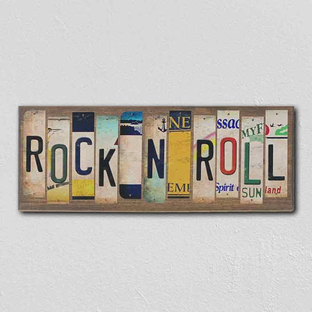 Rock N Roll License Plate Tag Strip Novelty Wood Sign WS-057