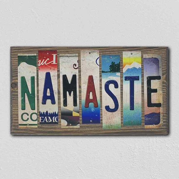 Namaste License Plate Tag Strip Novelty Wood Sign WS-066