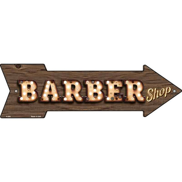 Barber Shop Bulb Letters Novelty Metal Arrow Sign