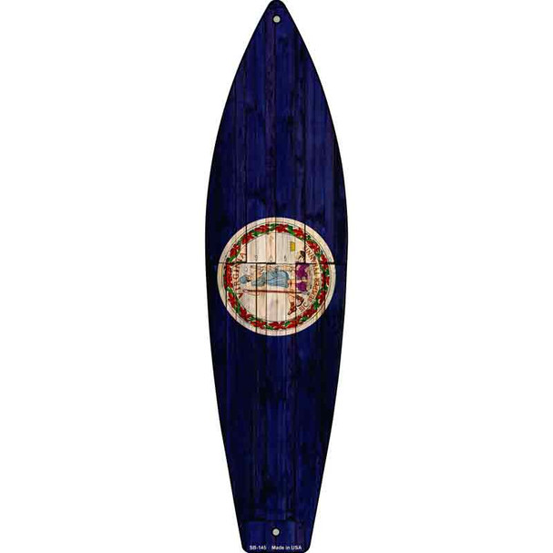 Virginia State Flag Novelty Metal Surfboard Sign