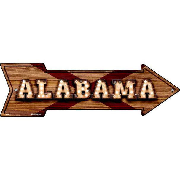 Alabama Bulb Lettering With State Flag Novelty Metal Arrow Sign