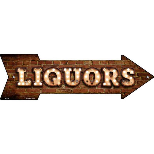 Liquors Bulb Letters Novelty Metal Arrow Sign