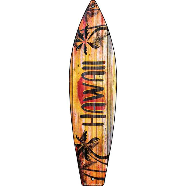 Hawaii Sunset Novelty Metal Surfboard Sign