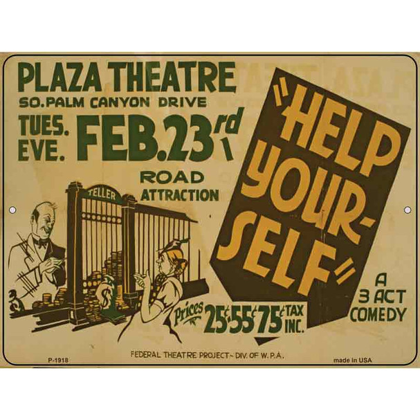 Plaza Theatre Vintage Poster Parking Sign