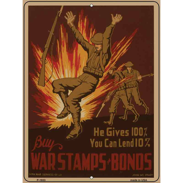 War Stamps and Bonds Vintage Poster Parking Sign