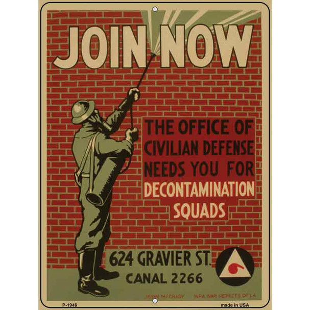 Decontamination Squads Vintage Poster Parking Sign