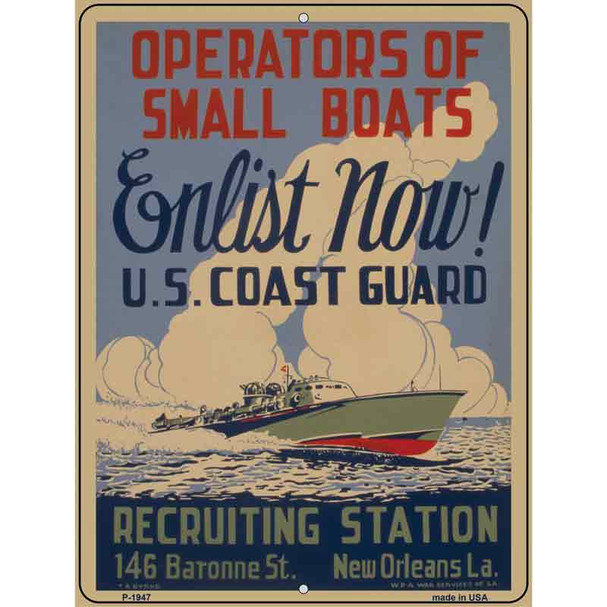Enlist Now Coast Guard Vintage Poster Parking Sign