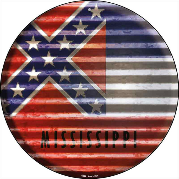 Mississippi Flag Corrugated Effect Novelty Circular Sign C-934