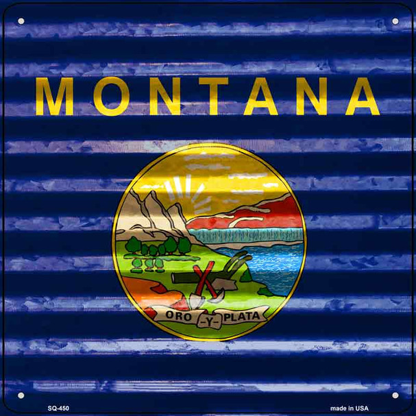 Montana Flag Corrugated Effect Novelty Square Sign