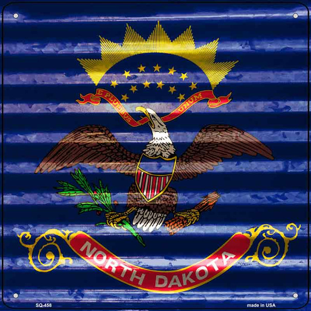 North Dakota Flag Corrugated Effect Novelty Square Sign