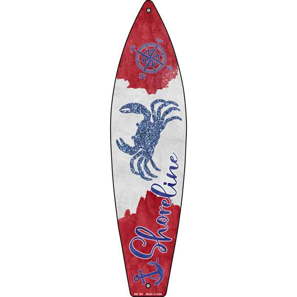 Crab Shoreline Novelty Metal Surfboard Sign