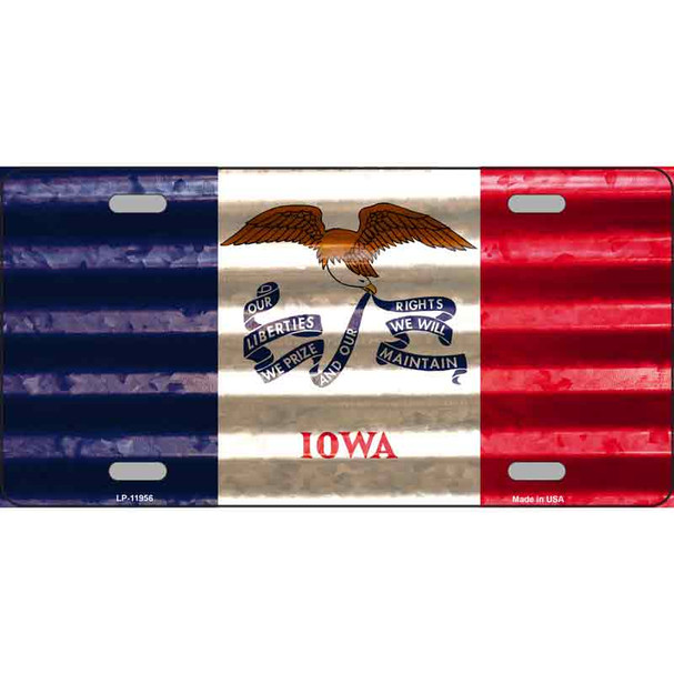 Iowa Corrugated Flag Novelty License Plate