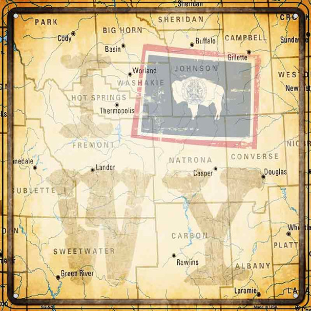 I Map WY Novelty Square Sign