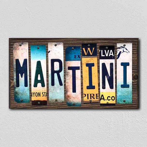Martini License Plate Tag Strips Novelty Wood Signs WS-302