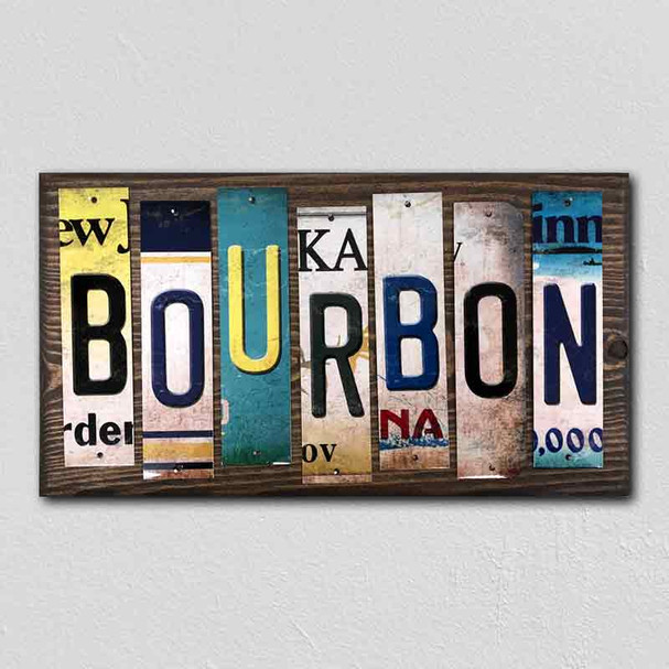 Bourbon License Plate Tag Strips Novelty Wood Signs WS-479