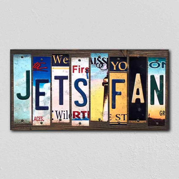 Jets Fan License Plate Tag Strips Novelty Wood Signs WS-346