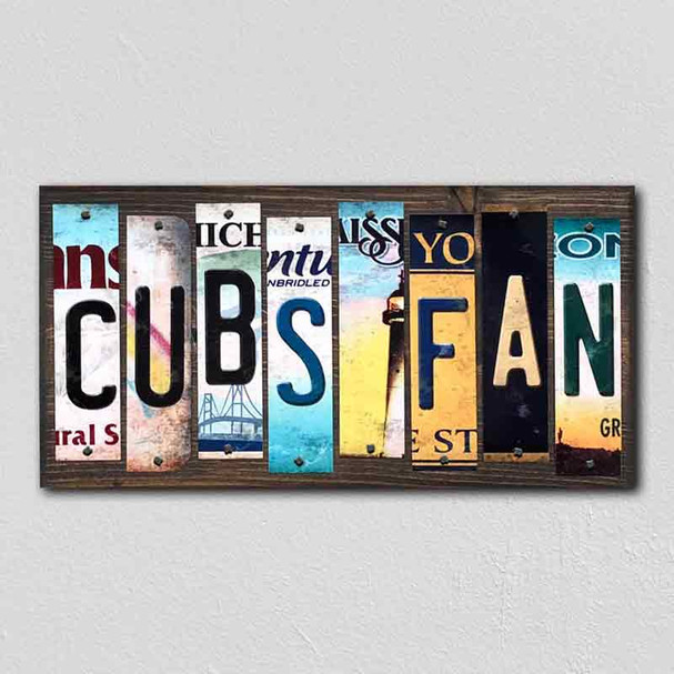Cubs Fan License Plate Tag Strips Novelty Wood Signs WS-390