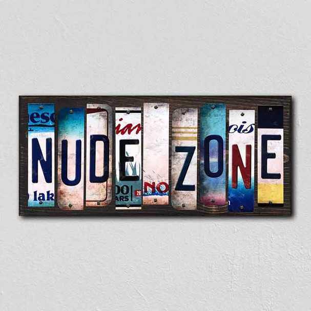 Nude Zone License Plate Tag Strips Novelty Wood Signs WS-301