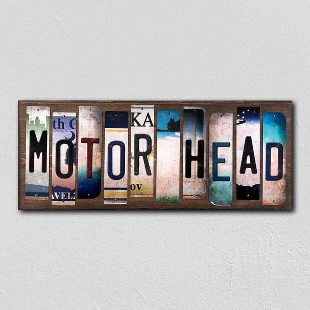 Motor Head License Plate Tag Strips Novelty Wood Signs WS-485