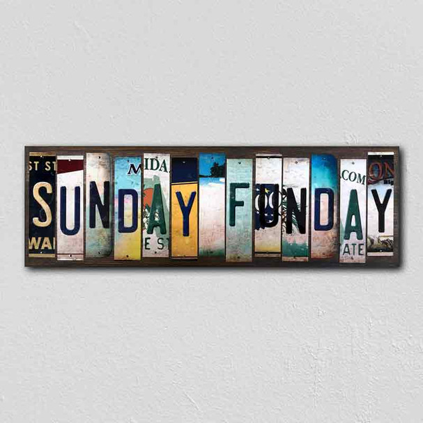 Sunday Funday License Plate Tag Strips Novelty Wood Signs WS-502