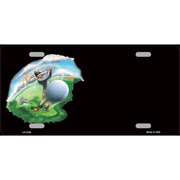 Golfer Golf ball Offset Metal Novelty License Plate