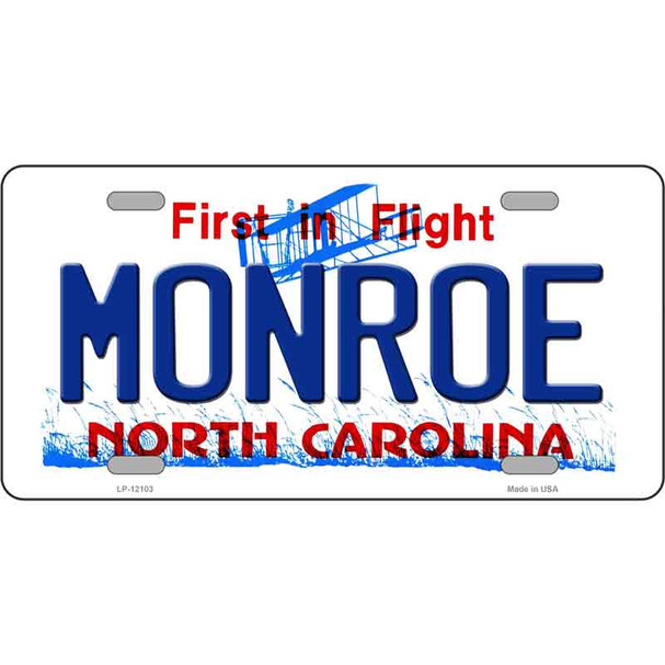 Monroe North Carolina State Novelty Metal License Plate