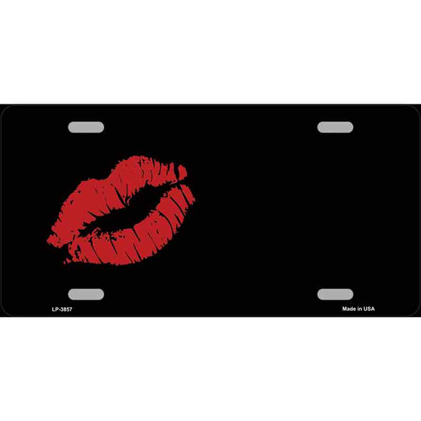 Red Lips Offset Metal Novelty License Plate