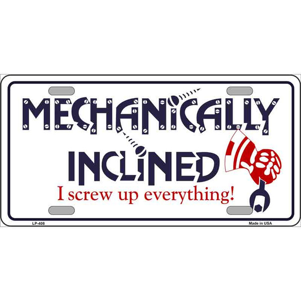 Mechanically Inclined Novelty Metal License Plate