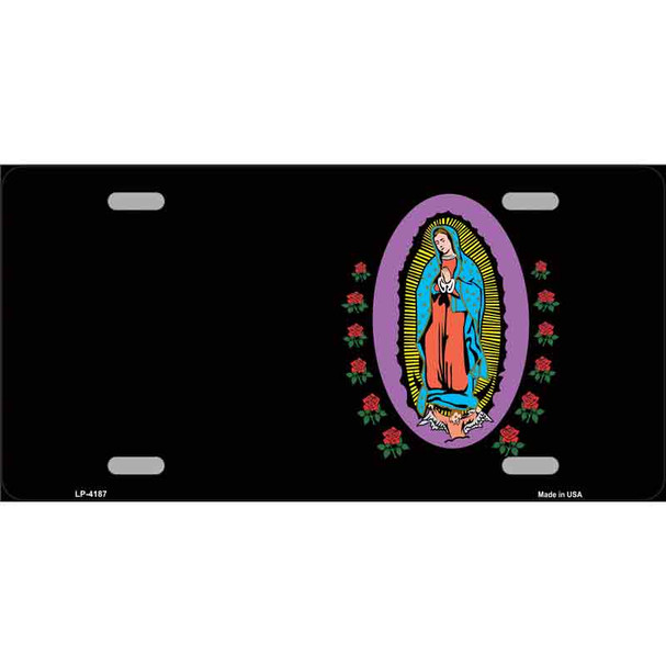 Virgin Mary Black Metal Novelty License Plate