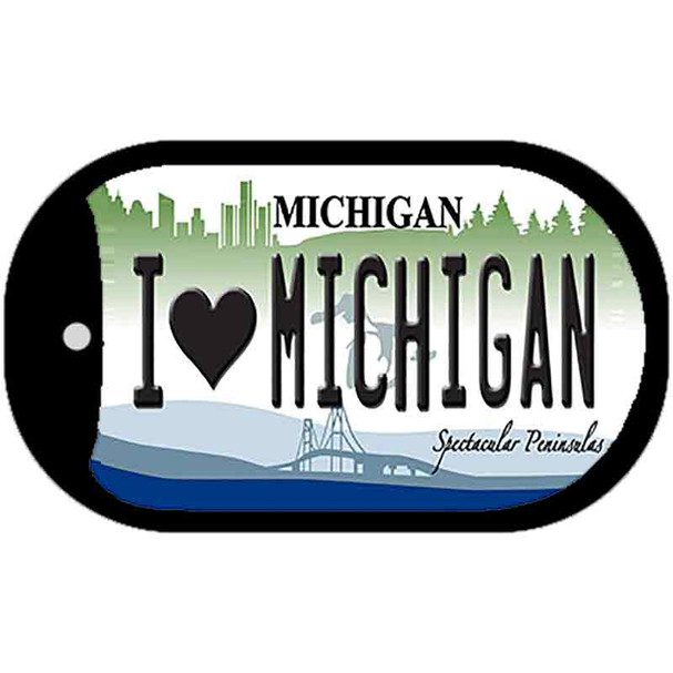 I Love Michigan Novelty Metal Dog Tag Necklace DT-6119