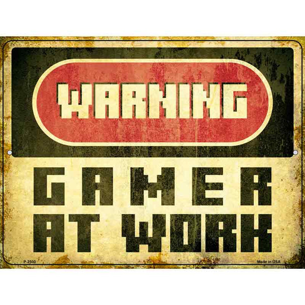 Warning Gamer at Work Novelty Metal Parking Sign