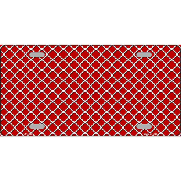 Red White Quatrefoil Metal Novelty License Plate