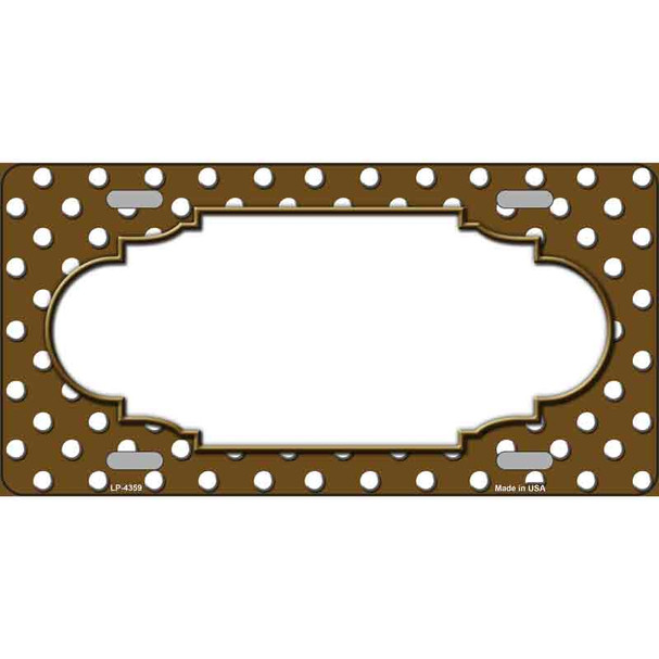 Scallop Brown White Polka Dot Metal Novelty License Plate