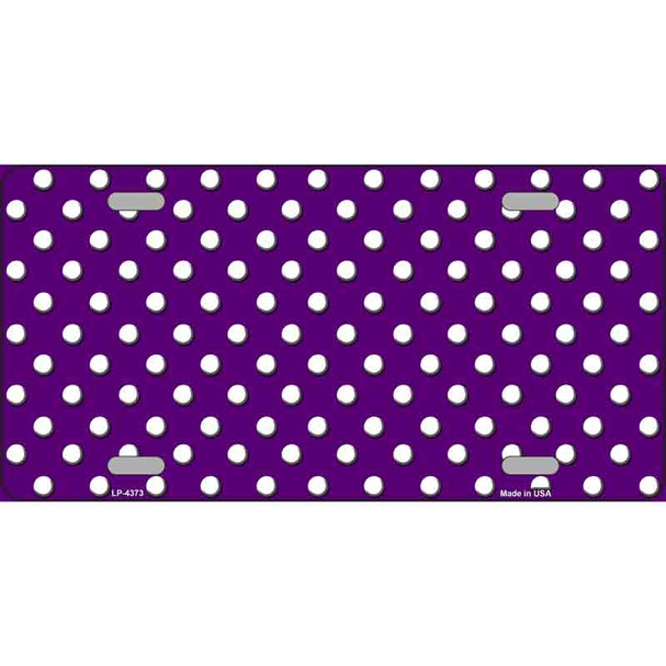 Purple White Polka Dot Metal Novelty License Plate LP-4373